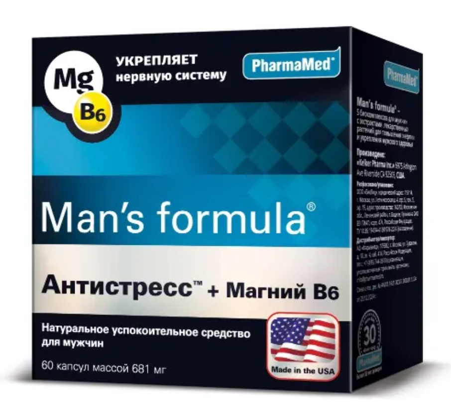 фото упаковки Man's formula Антистресс Магний + Витамин B₆