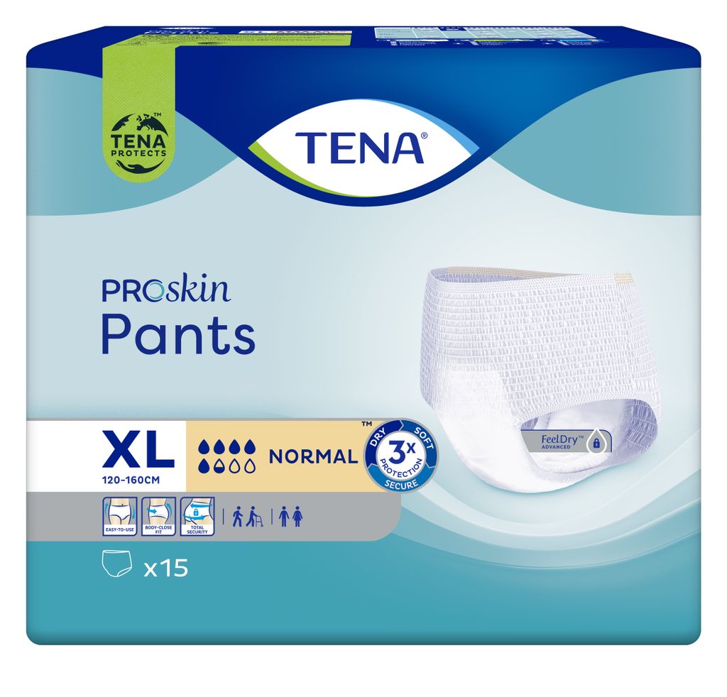 фото упаковки Подгузники-трусы для взрослых Tena Pants Normal, Extra Large XL (4), 120-160 см, 15 шт. фото упаковки Подгузники-трусы для взрослых Tena Pants Normal