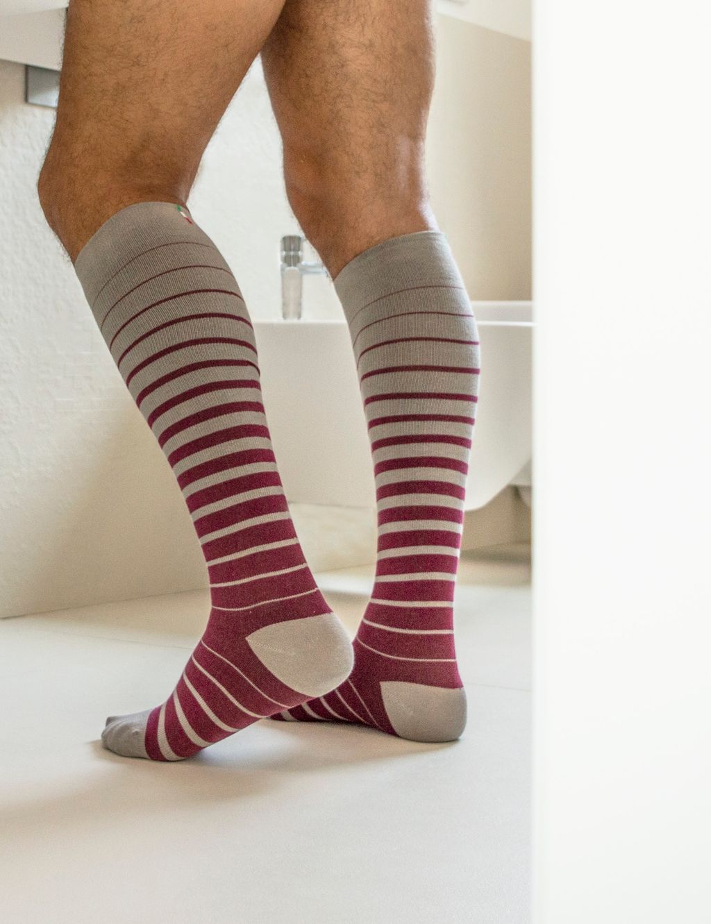 Relaxsan Fancy Cotton Socks Гольфы с хлопком 1 класс компрессии унисекс, р. 5, арт. 820 Fancy (18-22 mm Hg), пара, бордо-полоски, 1 шт.
