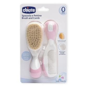 фото упаковки Chicco Набор детский натуральная щетина расческа щетка