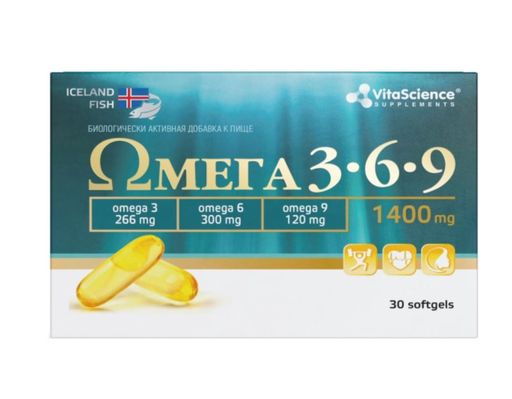 Vitascience Омега 3-6-9, 1400 мг, капсулы, 30 шт.