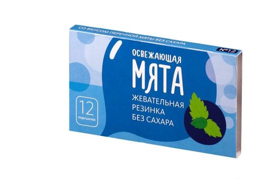 PL Резинка жевательная без сахара, резинка жевательная, мята, 12 шт.
