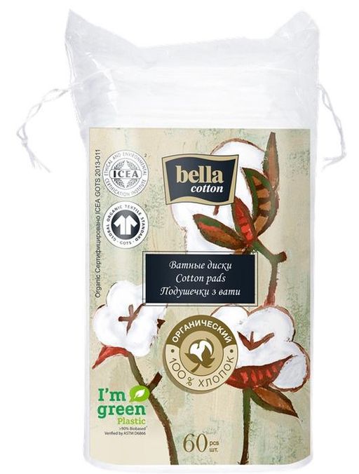 Bella Cotton Ватные диски, органический хлопок, 60 шт.