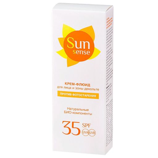 Sun Sensе Крем-флюид для лица и зоны декольте, SPF 35, крем-флюид, против фотостарения, 75 мл, 1 шт.