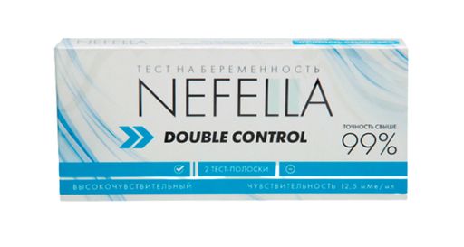 Nefella Double Control Тест на беременность высокочувствительный, тест-полоска, 2 шт.