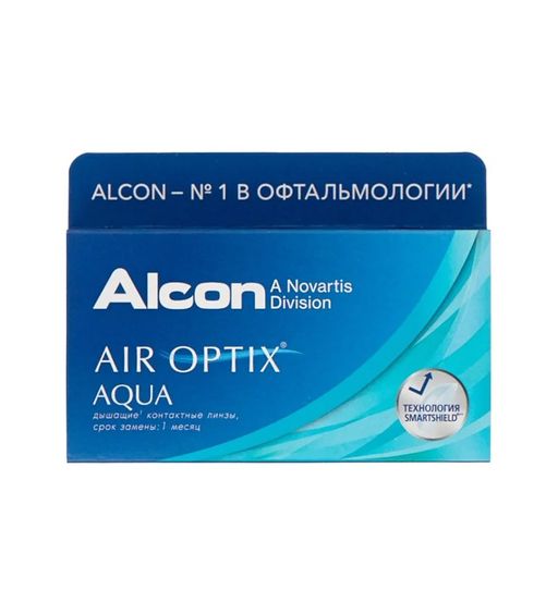 Alcon Air Optix aqua контактные линзы плановой замены, BC=8.6 d=14.2, D(-6.50), стерильно, 6 шт.