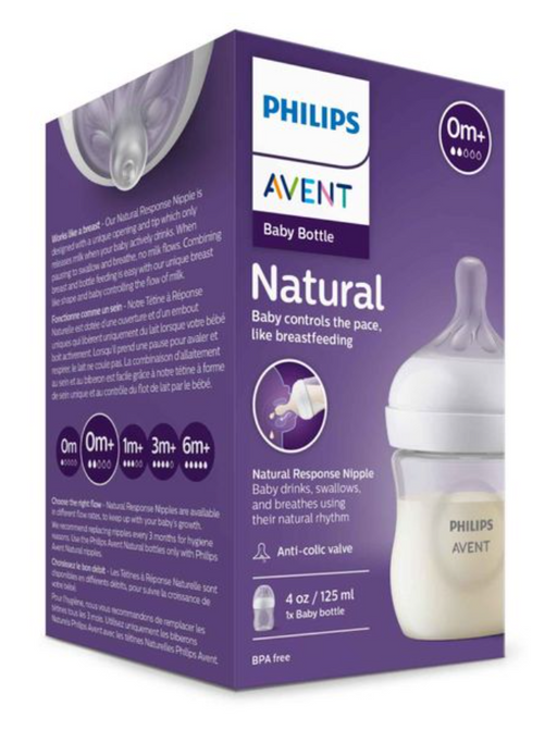 Philips Avent Бутылочка с силиконовой соской Anti-colic Natural Response, 0+, SCY900/01, бутылочка для кормления, медленный поток, 125 мл, 1 шт.
