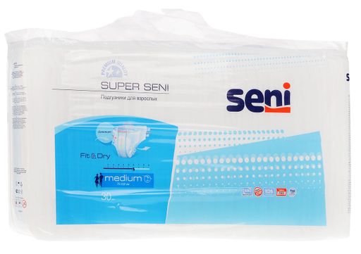 Seni Super Подгузники для взрослых, Medium M (2), 75-110 см, 30 шт.