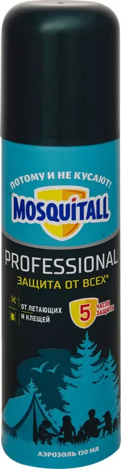Mosquitall Профессиональная защита аэрозоль, аэрозоль, защита от всех насекомых, 150 мл, 1 шт.