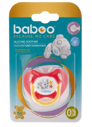 Baboo Соска-пустышка силиконовая круглая Me to you, для детей с рождения, красного цвета, 1 шт.