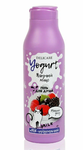 Delicare Yougurt Крем-гель для душа, гель для душа, ягодный микс, 400 мл, 1 шт.