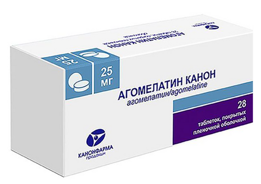 Агомелатин Канон, 25 мг, таблетки, покрытые пленочной оболочкой, 28 шт.